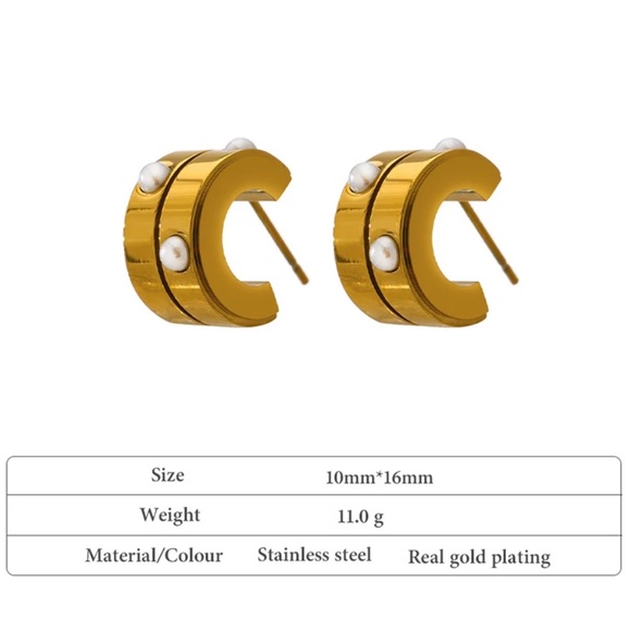 💛Gold plated minimalist stud earrings - Picture 3 of 6